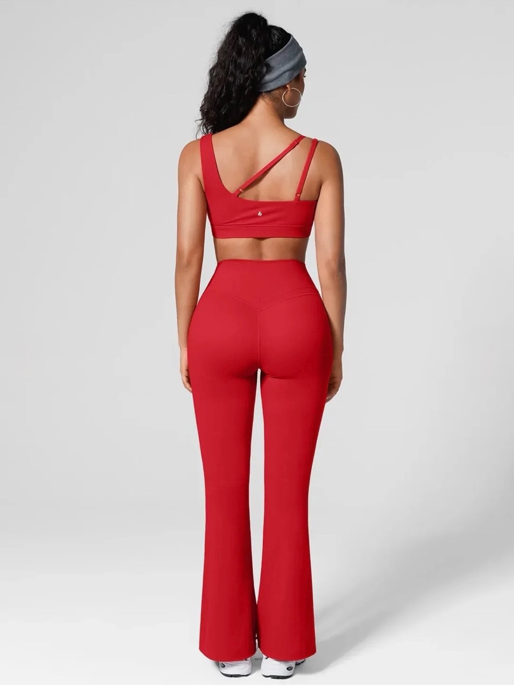BRXL Popilush High Rise Flared Side Pockets Scrunch Leggings Vibrant Red Large